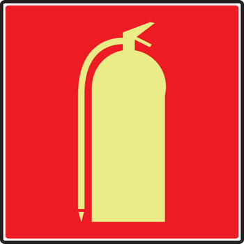 NFPA 170 Glow-In-The-Dark Safety Sign: (Fire Extinguisher) 8" x 8" Lumi-Glow Plastic 1/Each - MLFX557GP