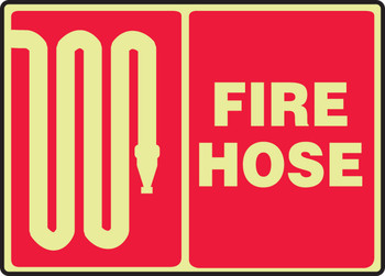 Glow Safety Sign: Fire Hose (Symbol) 10" x 14" Lumi-Glow Plastic 1/Each - MLFX583GP