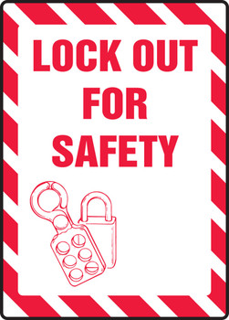 Lockout/Tagout Sign: Lock Out For Safety 14" x 10" Adhesive Vinyl 1/Each - MLKT504VS