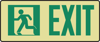 Glow-In-The-Dark Safety Sign: Exit 4 1/2" x 13" High Performance Glow Plastic 1/Each - MLNY501