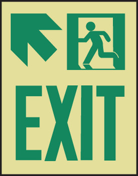 Glow-In-The-Dark Safety Sign: Exit (Left Arrow) 9" x 8" High Performance Glow Plastic 1/Each - MLNY526