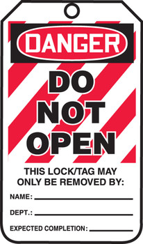 OSHA Danger Lockout Tag: Do Not Open HS-Laminate 5/Pack - MLT412LTM
