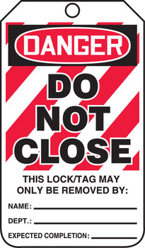 OSHA Danger Safety Tag: Do Not Close RP-Plastic 5/Pack - MLT428PTM