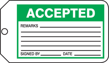 Safety Tag: Accepted PF-Cardstock 25/Pack - MMT301CTP