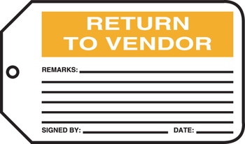 Safety Tag: Return To Vendor RP-Plastic 5/Pack - MMT304PTM