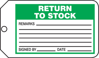 Safety Tag: Return To Stock PF-Cardstock 5/Pack - MMT309CTM