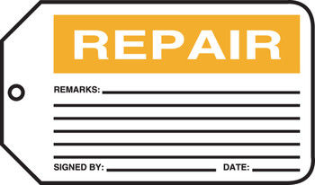 Safety Tag: Repair RP-Plastic 5/Pack - MMT315PTM