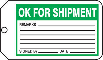 Safety Tag: OK For Shipment PF-Cardstock 5/Pack - MMT323CTM