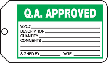 Safety Tag: Q.A. Approved RP-Plastic 5/Pack - MMT324PTM