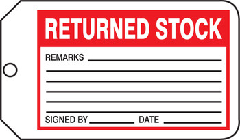 Safety Tag: Returned Stock RP-Plastic 5/Pack - MMT340PTM