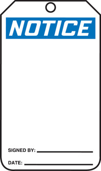 OSHA Notice Safety Tag: Blank PF-Cardstock - MNT101CTP