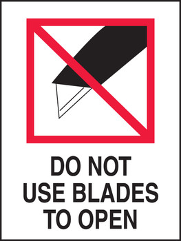 International Shipping Label: Do Not Use Blades To Open 4" x 3" - MPC105