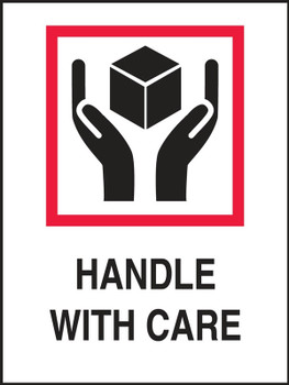 International Shipping Label: Handle With Care 4" x 3" Adhesive Coated Paper 500/Roll - MPC109