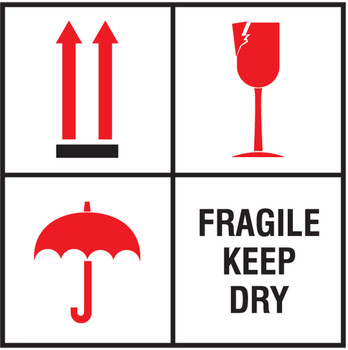 International Shipping Label: Fragile - Keep Dry 4" x 4" Adhesive Coated Paper 1/Roll - MPC144