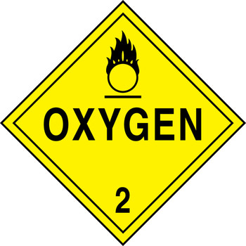 DOT Placard: Hazard Class 2 - Gases (Oxygen) 10 3/4" x 10 3/4" Reflective Vinyl 100/Pack - MPL204FV100