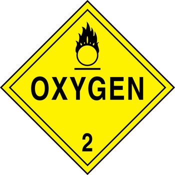 DOT Placard: Hazard Class 2 - Gases (Oxygen) 10 3/4" x 10 3/4" Removable Vinyl 25/Pack - MPL204RM25
