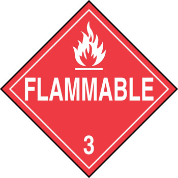 DOT Placard: Hazard Class 3 - Flammable Liquids (Flammable) 10 3/4" x 10 3/4" Removable Vinyl 25/Pack - MPL301RM25