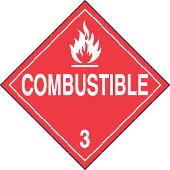 DOT Placard: Hazard Class 3 - Flammable Liquids (Combustible) 10 3/4" x 10 3/4" Magnetic Vinyl 1/Each - MPL302MG1