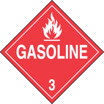 DOT Placard: Hazard Class 3 - Gasoline 10 3/4" x 10 3/4" Plastic - MPL304VP25