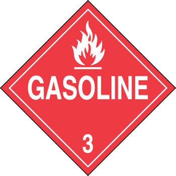 DOT Placard: Hazard Class 3 - Gasoline 10 3/4" x 10 3/4" Plastic - MPL304VP50