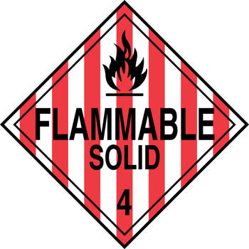 DOT Placard: Hazard Class 4 - Flammable Solids (Flammable Solid) 10 3/4" x 10 3/4" Adhesive Vinyl - MPL401VS50