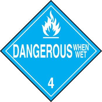 DOT Placard: Hazard Class 4 - Dangerous When Wet 10 3/4" x 10 3/4" PF-Cardstock - MPL402CT1