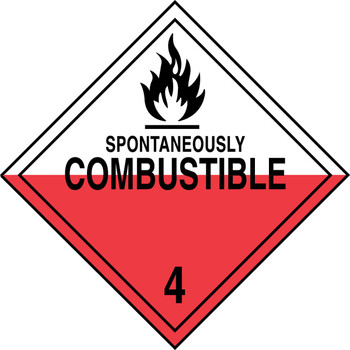 DOT Placard: Hazard Class 4 - Spontaneously Combustible 10 3/4" x 10 3/4" PF-Cardstock - MPL403CT10