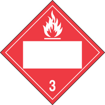 Blank DOT Placard: Hazard Class 3 - Flammable Liquid 10 3/4" x 10 3/4" PF-Cardstock 50/Pack - MPL4DG3ACT50
