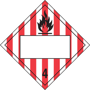 Blank DOT Placard: Hazard Class 4 - Flammable Solid 10 3/4" x 10 3/4" Reflective Vinyl 100/Pack - MPL4DG4AFV100