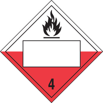 Blank DOT Placard: Hazard Class 4 - Spontaneously Combustible 10 3/4" x 10 3/4" PF-Cardstock 25/Pack - MPL4DG4CCT25