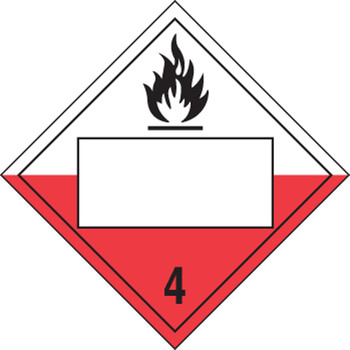 Blank DOT Placard: Hazard Class 4 - Spontaneously Combustible 10 3/4" x 10 3/4" Removable Vinyl 50/Pack - MPL4DG4CRM50