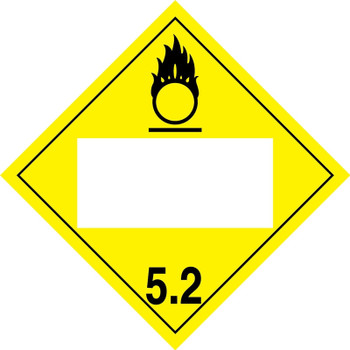 Blank DOT Placard: Hazard Class 5.2 - Oxidizer 10 3/4" x 10 3/4" Plastic 100/Pack - MPL4DG5BVP100