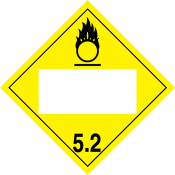 Blank DOT Placard: Hazard Class 5.2 - Oxidizer 10 3/4" x 10 3/4" Plastic 50/Pack - MPL4DG5BVP50