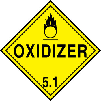 DOT Placard: Hazard Class 5 - Oxidizer 10 3/4" x 10 3/4" Reflective Vinyl 1/Each - MPL501FV1