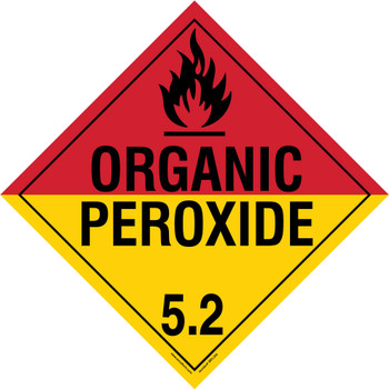 DOT Placard: Hazard Class 5.2 - Organic Peroxide 10 3/4" x 10 3/4" Reflective Vinyl 100/Pack - MPL504FV100