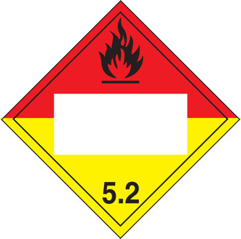 Blank DOT Placard: Hazard Class 5.2 - Organic Peroxide 10 3/4" x 10 3/4" PF-Cardstock 50/Pack - MPL525CT50