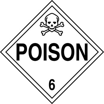 DOT Placard: Hazard Class 6 - Poison 10 3/4" x 10 3/4" PF-Cardstock - MPL601CT25