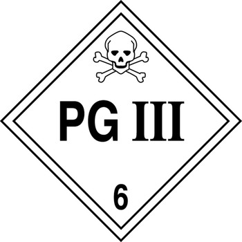 DOT Placard: Hazard Class 6 - PG III 10 3/4" x 10 3/4" Plastic 100/Pack - MPL604VP100