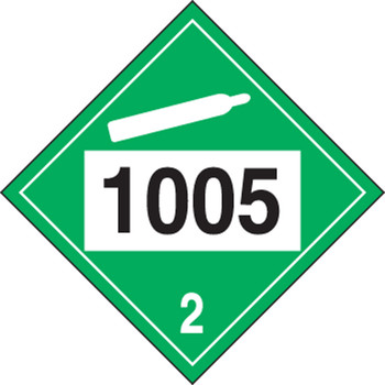 4-Digit DOT Placard: Hazard Class 2 - 1005 (Liquefied Anhydrous Ammonia) 10 3/4" x 10 3/4" PF-Cardstock 100/Pack - MPL721CT100