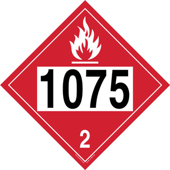 4-Digit DOT Placards: Hazard Class 2 - 1075 (Liquefied Petroleum Gas) 10 3/4" x 10 3/4" PF-Cardstock 10/Pack - MPL724CT10