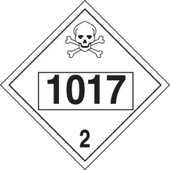 4-Digit DOT Placards: Hazard Class 2 - 1017 (Chlorine) 10 3/4" x 10 3/4" PF-Cardstock 100/Pack - MPL725CT100