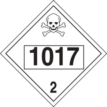 4-Digit DOT Placards: Hazard Class 2 - 1017 (Chlorine) 10 3/4" x 10 3/4" PF-Cardstock 25/Pack - MPL725CT25