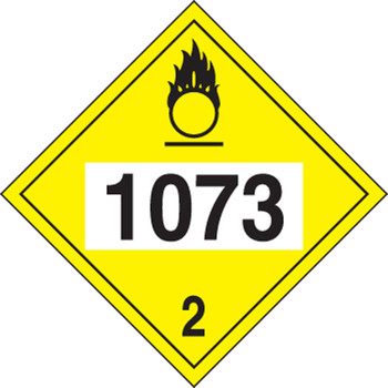 4-Digit DOT Placards: Hazard Class 2 - 1073 (Refrigerated Liquid Oxygen) 10 3/4" x 10 3/4" Reflective Vinyl 100/Pack - MPL726FV100