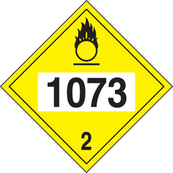 4-Digit DOT Placards: Hazard Class 2 - 1073 (Refrigerated Liquid Oxygen) 10 3/4" x 10 3/4" Adhesive Vinyl 50/Pack - MPL726VS50