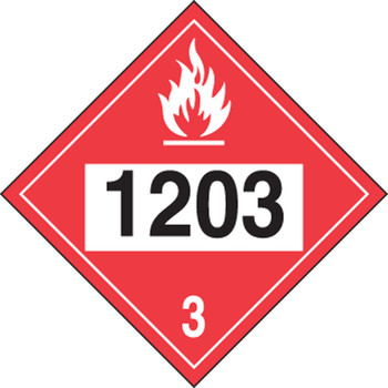4-Digit DOT Placards: Hazard Class 3 - 1203 (Gasoline) 10 3/4" x 10 3/4" PF-Cardstock 50/Pack - MPL733CT50