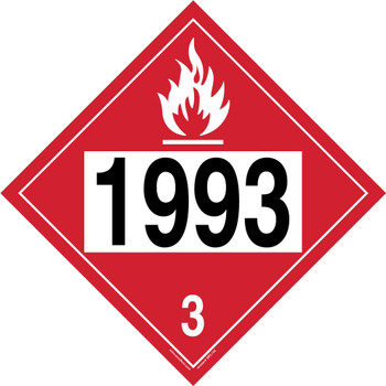 4-Digit DOT Placards: Hazard Class 3 - 1993 (Flammable Liquid) 10 3/4" x 10 3/4" Plastic - MPL736VP1