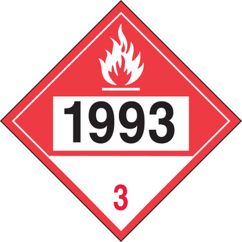 4-Digit DOT Placards: Hazard Class 3 - 1993 (Combustible Liquid) 10 3/4" x 10 3/4" Removable Vinyl 1/Each - MPL738RM1