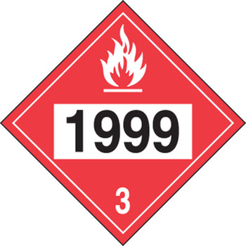 4-Digit DOT Placards: Hazard Class 3 - 1999 (Asphalt, Tars) 10 3/4" x 10 3/4" Reflective Vinyl 100/Pack - MPL740FV100