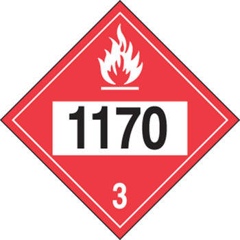 4-Digit DOT Placards: Hazard Class 3 - 1170 (Ethyl Alcohol) 10 3/4" x 10 3/4" Removable Vinyl 10/Pack - MPL742RM10