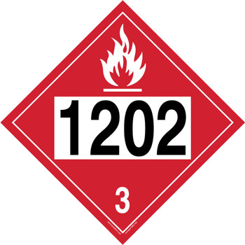 4-Digit DOT Placards: Hazard Class 3 - 1202 (Diesel Fuel) 10 3/4" x 10 3/4" Reflective Vinyl 1/Each - MPL744FV1